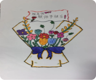 学生画作：送老师一朵小红花