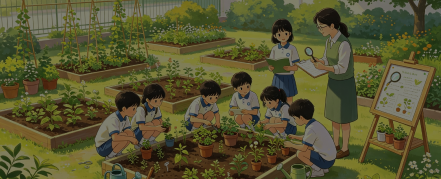 1-3年级学生在种植园开展科学探究实践